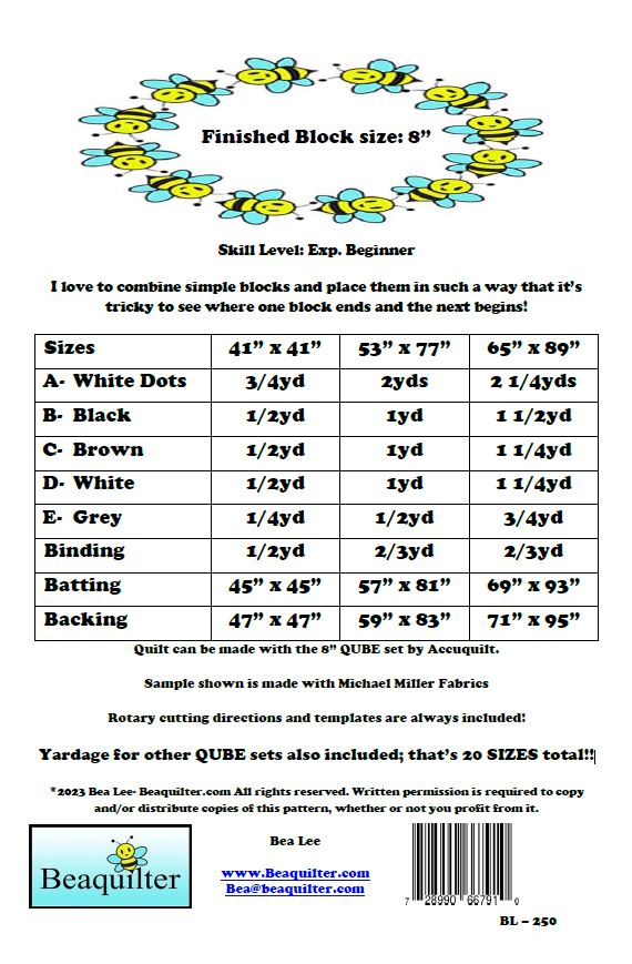 Back of the Vanishing Downloadable Pattern by Beaquilter