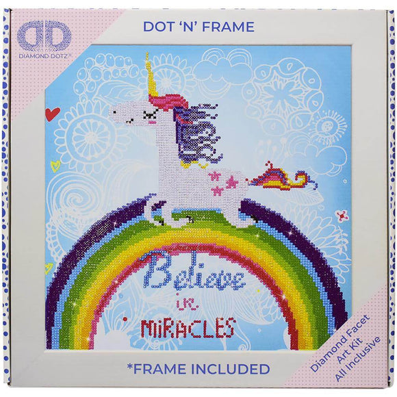 Diamond Dotz Dot n Frame Believe in Miracles Unicorn Kit