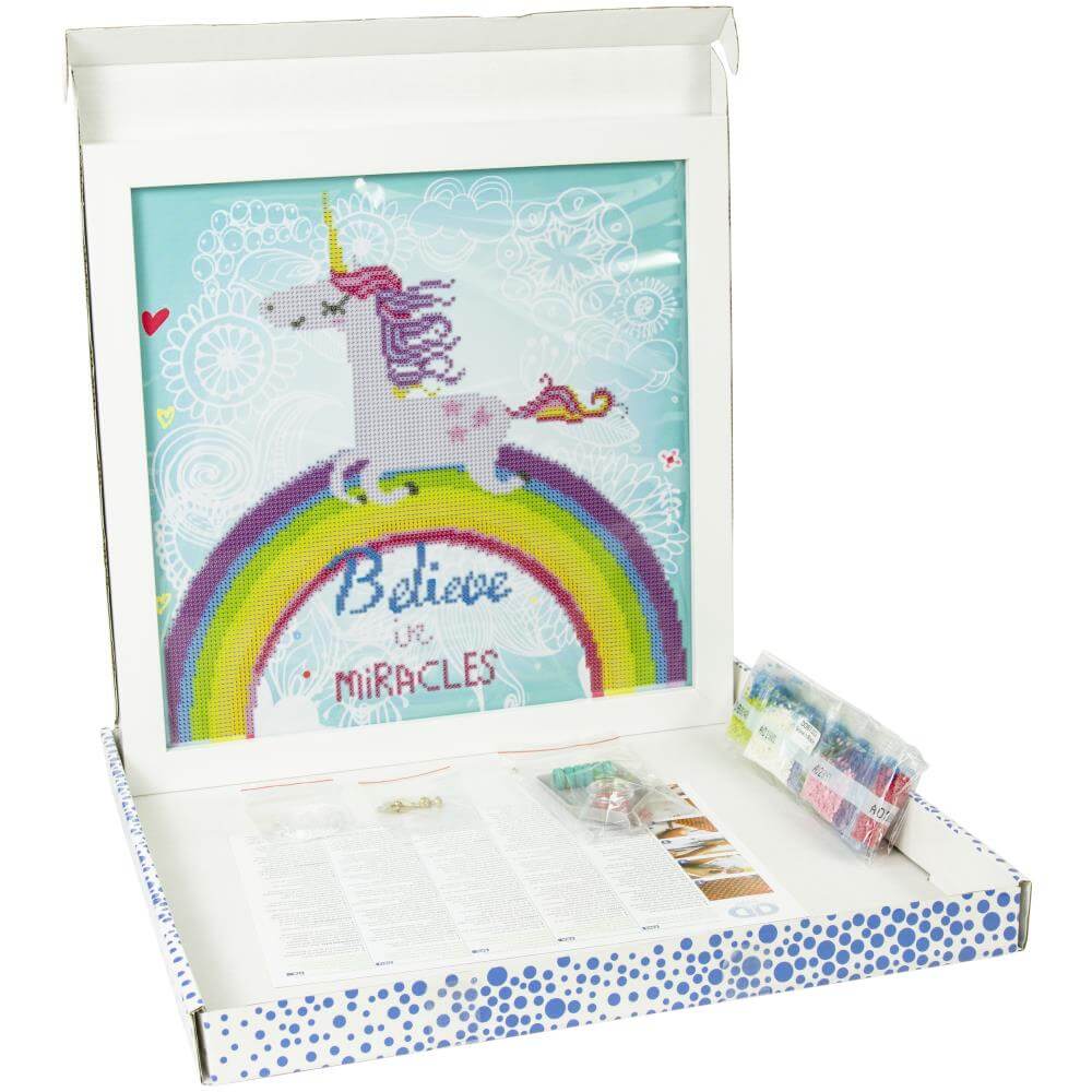Diamond Dotz Dot n Frame Believe in Miracles Unicorn Kit open box