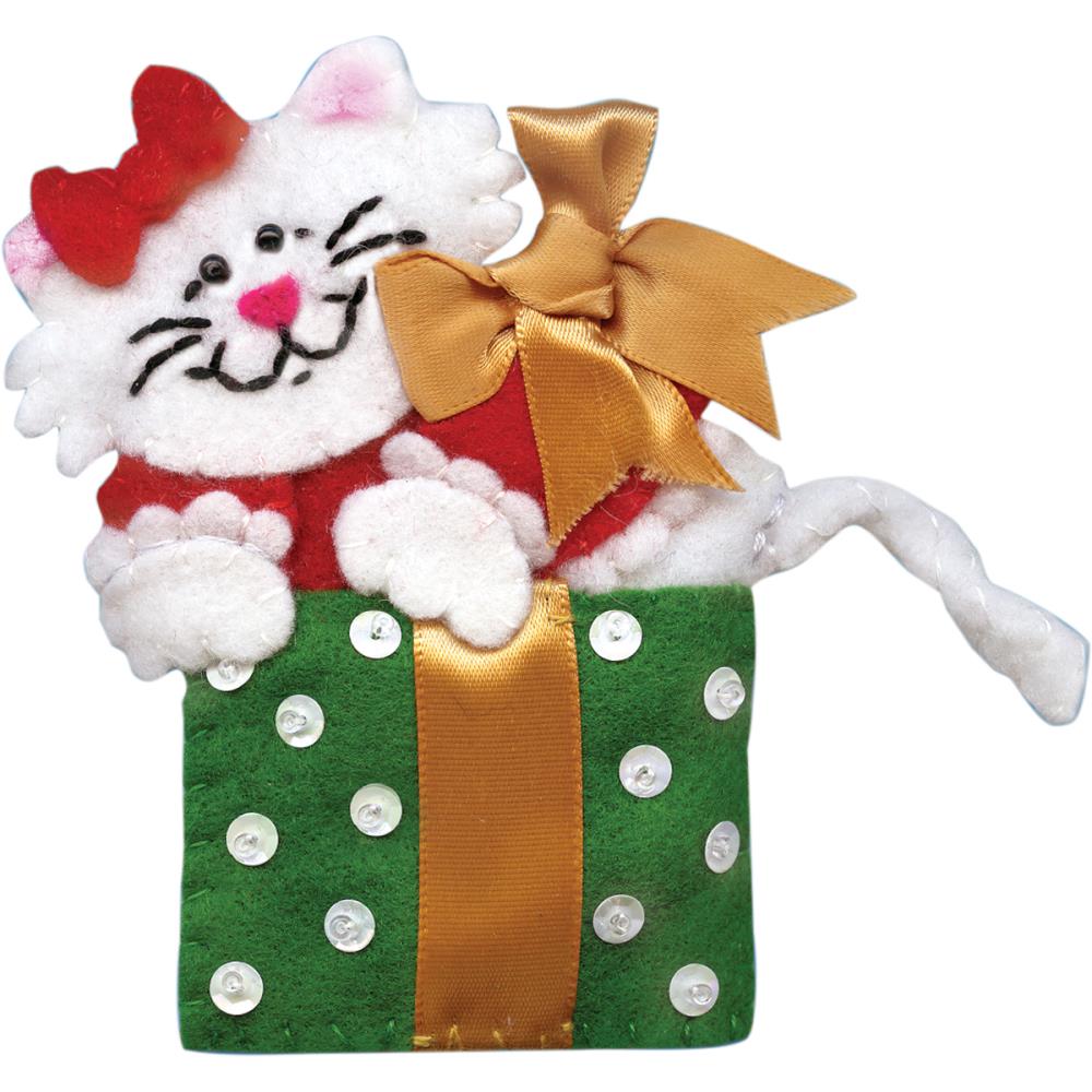 Cat In Box Felt Ornament Applique Kit