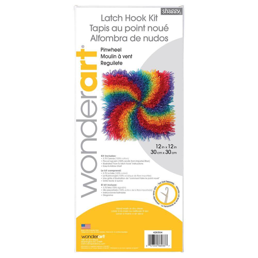 Wonderart Rainbow Pinwheel Latch Hook Kit