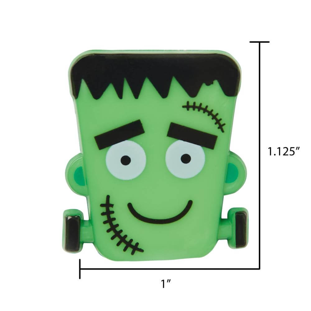 Franketnstein button dimensions, 1.125" x 1"