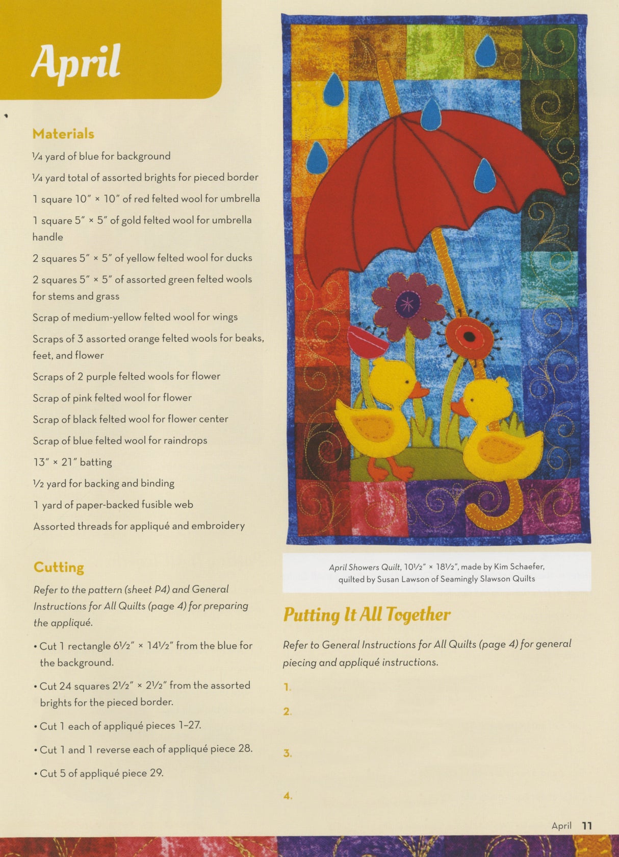 Kim Schaefer's Wool Applique Calendar