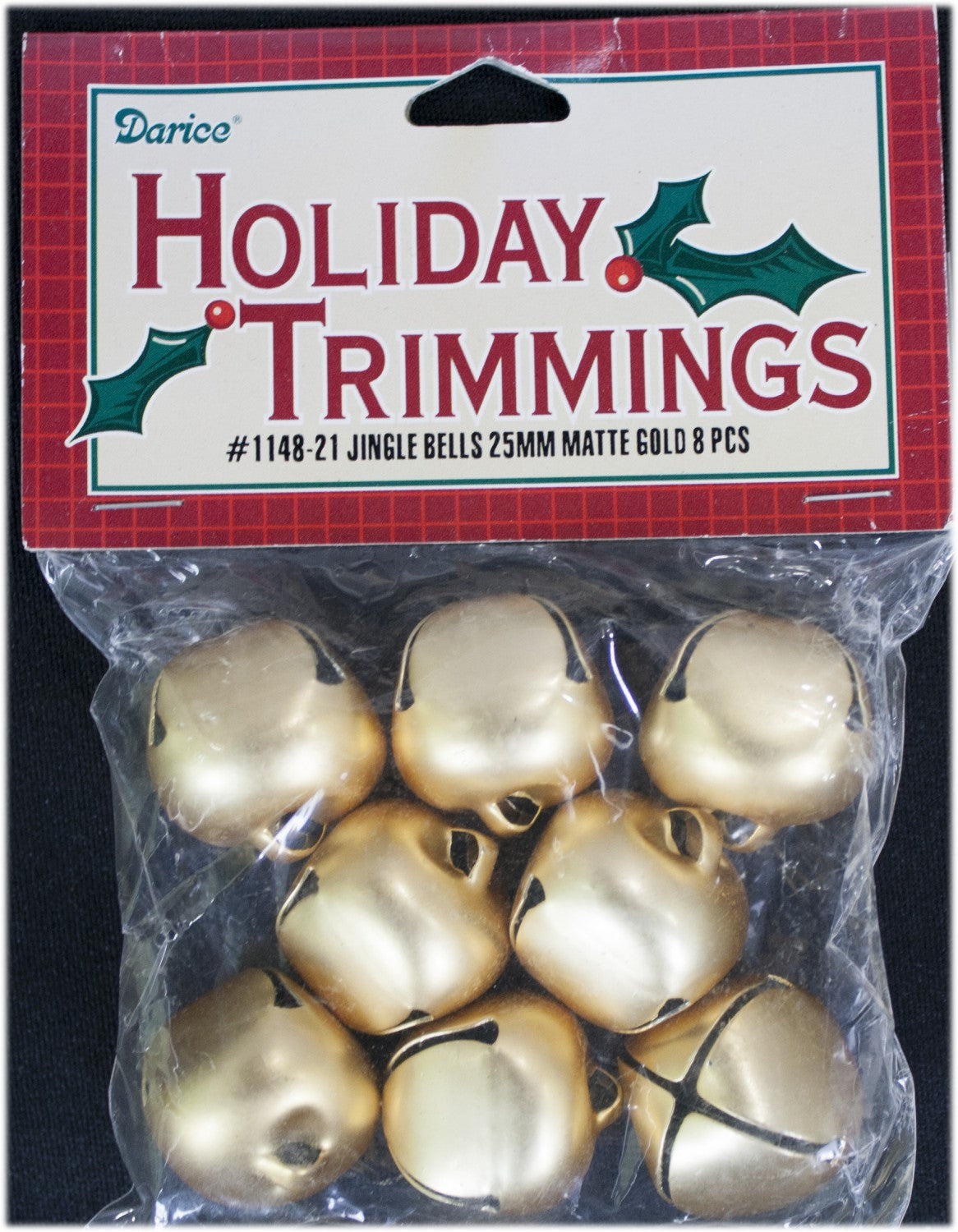 Jingle Bells 25mm 8 Piece Package Matte Gold