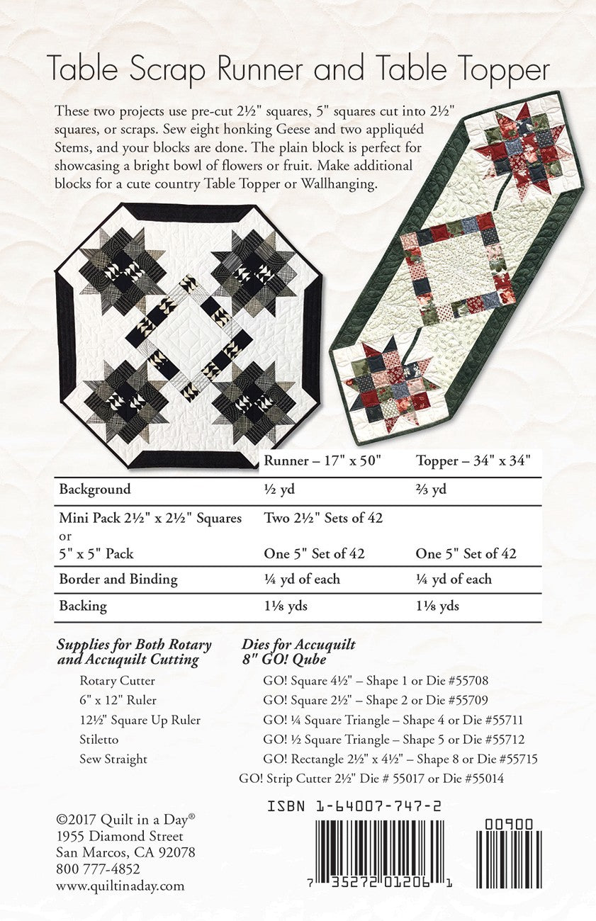 Table Scrap Runner and Table Topper for Rotary & Accuquilt