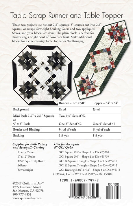 Table Scrap Runner and Table Topper for Rotary & Accuquilt