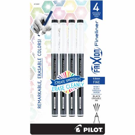 Frixion Fineliner 4pk Black by Pilot Pen Corporation of America