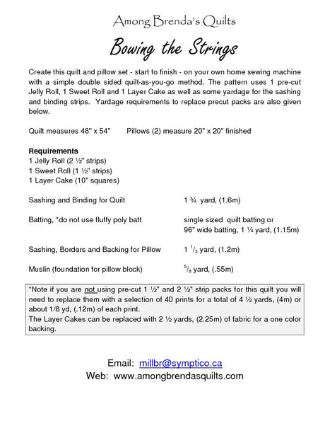 Back of the Bowing The Strings Quilt Pattern by Among Brenda's Quilts and Bags