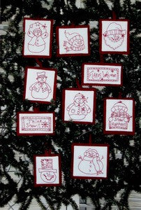 Snowman Redwork Ornaments