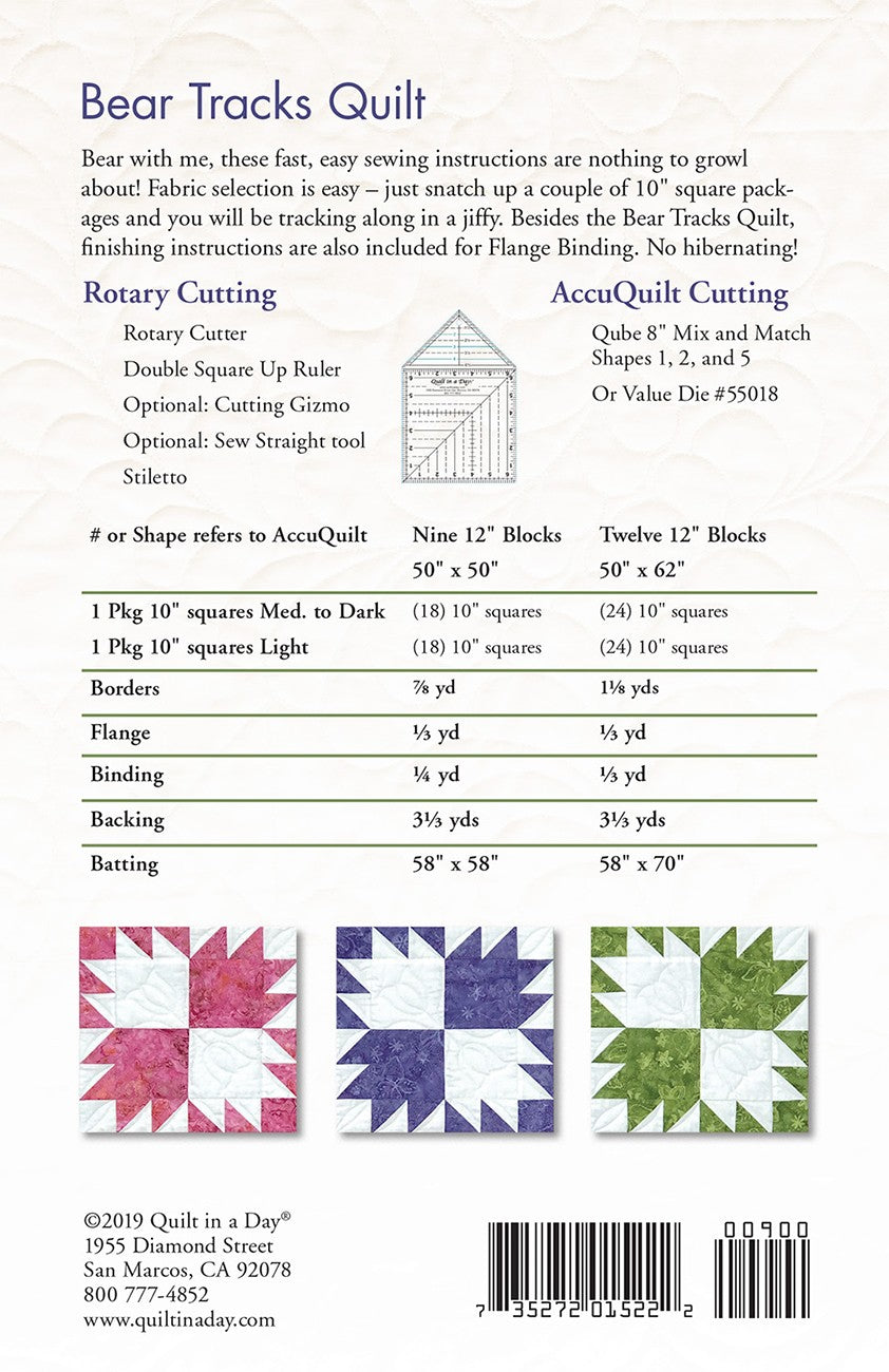 Bear Tracks Quilt for Rotary & AccuQuilt