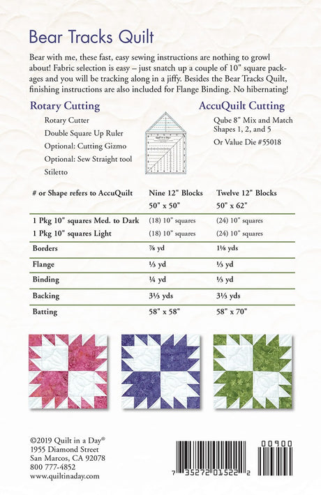 Bear Tracks Quilt for Rotary & AccuQuilt