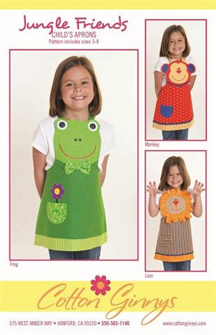 Jungle Friends Childs Apron Frog, Monkey & Loin