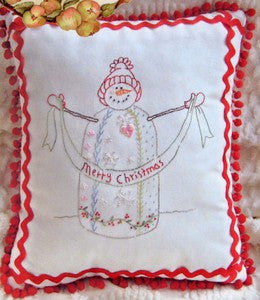 Crazy Quilt Snowman Pillow