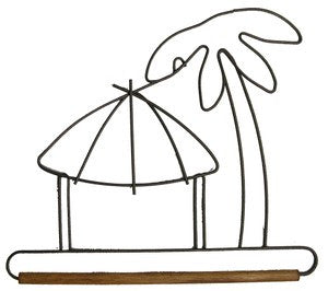 6in Tiki Hut Hanger With Stained Dowel