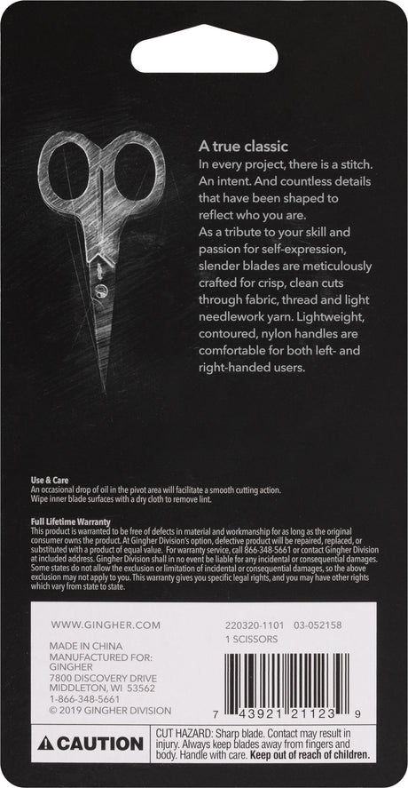 Gingher 4in Lightweight Embroidery Scissor