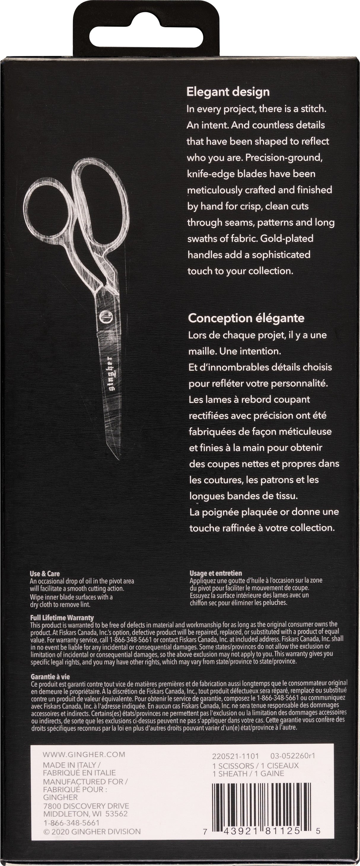 Gingher 8in Gold-Handled Knife-edge Dressmaker Shears