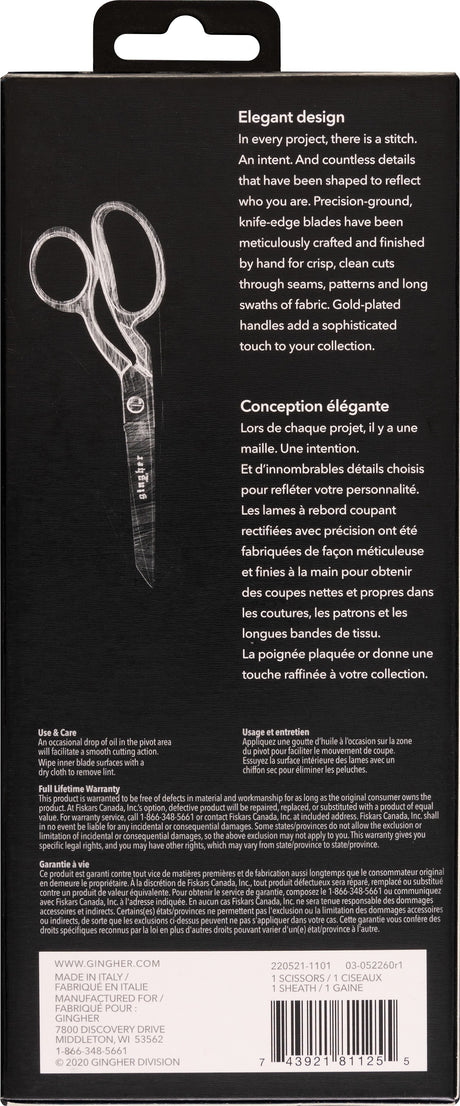 Gingher 8in Gold-Handled Knife-edge Dressmaker Shears