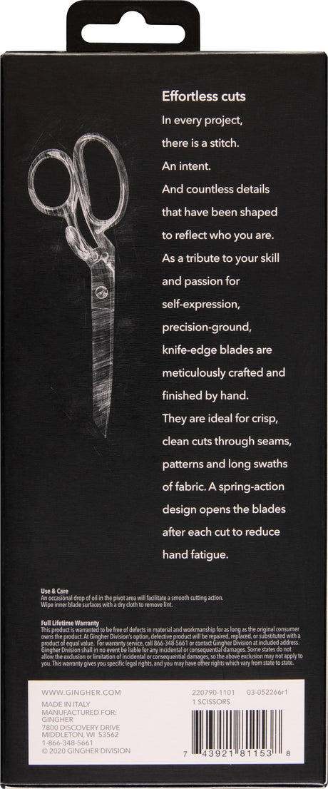 Gingher 8in Knife Edge Spring Action Dressmaker Shears