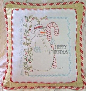 Vintage Candy Cane Snowman Pillow