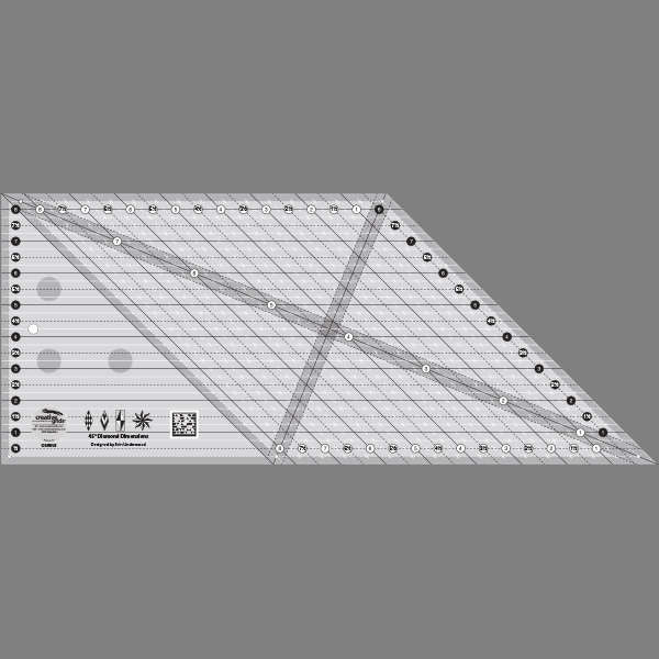 Creative Grids 8in 45 Degree Diamond Dimenions Ruler