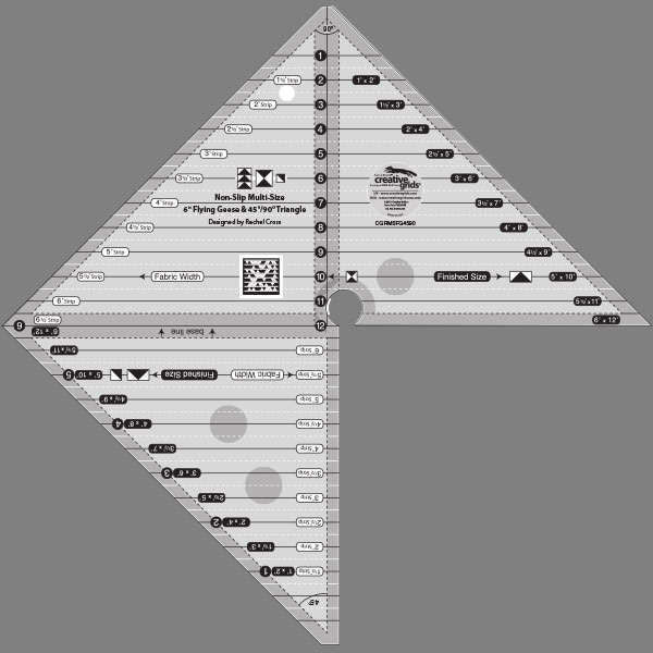 Creative Grids 6in Flying Geese & 45 90 Degree Triangle Ruler