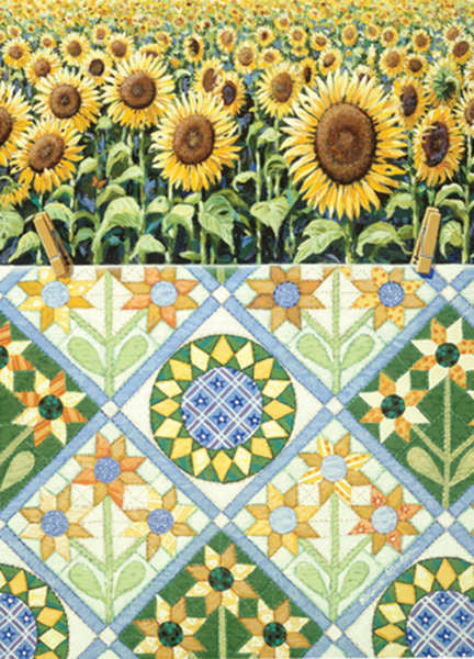 Boxed Note Cards Sunflowers with Quilt