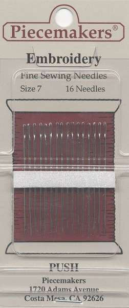 Piecemaker Embroidery / Crewel Needles Size 7