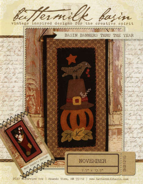 Basin Banners thru the Year November Pilgrim Hat & Pumpkin