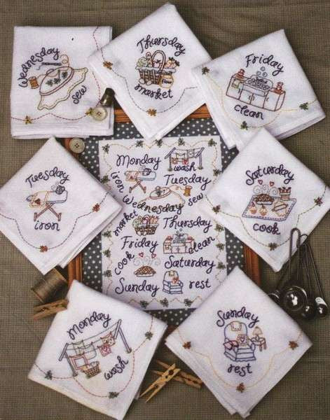 Days of the Week Stitchery & Dishtowels