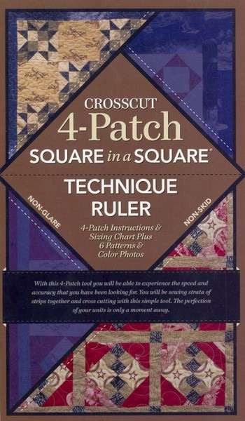 Square In A Square Technique Ruler - Crosscut 4-Patch with Book