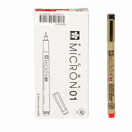 Pigma Micron Pen Red .25mm Size 01