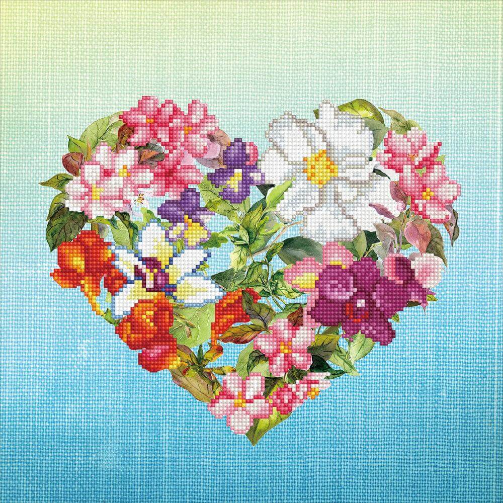 Finished project of Diamond Dotz Floral Heart design