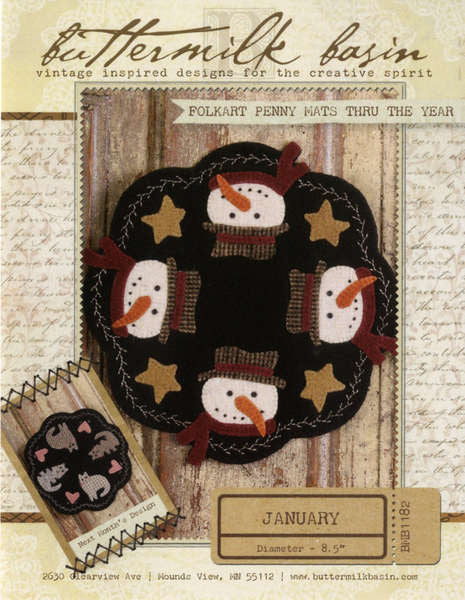 Folkart Penny Mats Thru the Year - January Snowman