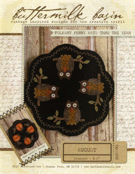 Folkart Penny Mats Thru the Year - August Owls