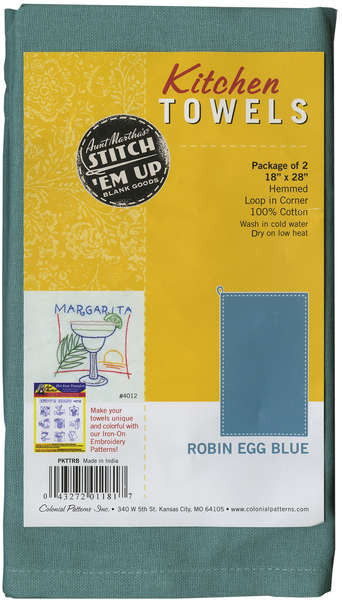 Aunt Marthas Dish Towels 18in x 28in Robins Egg Blue