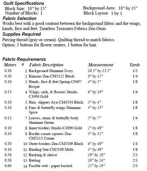 Asian Angel Quilt Pattern