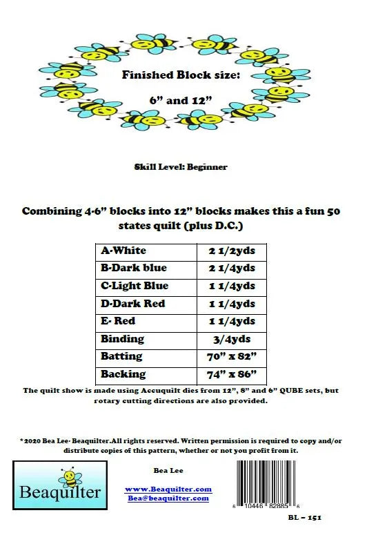 Back of the 50 States Downloadable Pattern by Beaquilter