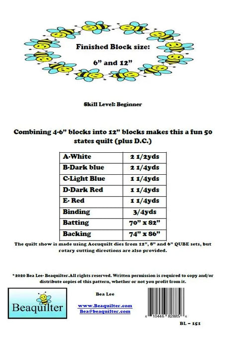 Back of the 50 States Downloadable Pattern by Beaquilter