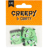Bag of Creepy & Crafty 3 piece Frankenstein buttons for Halloween