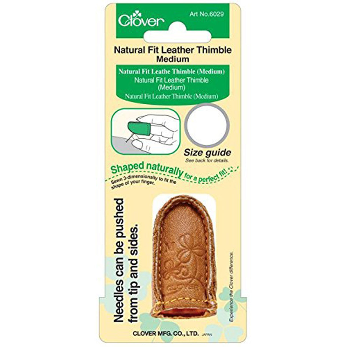 Natural Fit Leather Thimble Medium by Clover Needlecraft