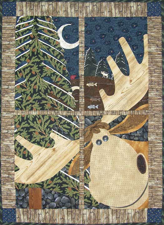 Northwoods Moose Window Pane Quilt