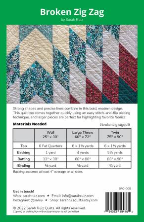 Back of the Broken Zig Zag Quilt Pattern by Sarah Ruiz Quilts