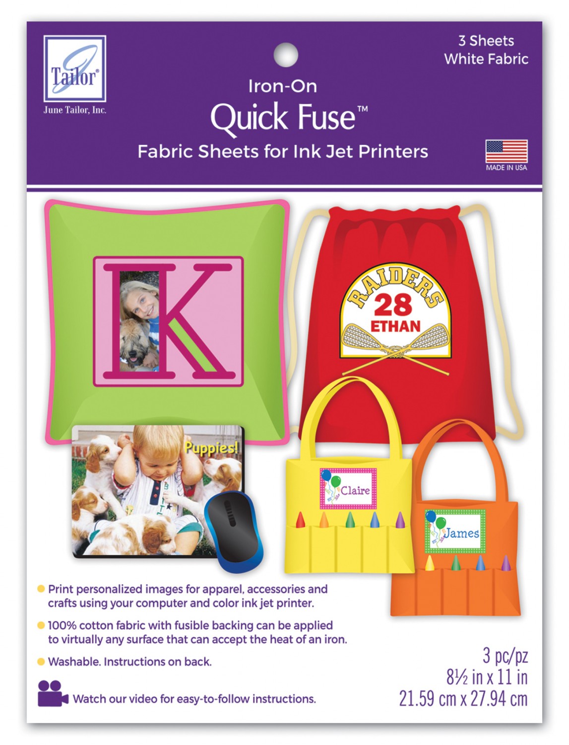 White Quick Fuse Inkjet Fabric Sheets