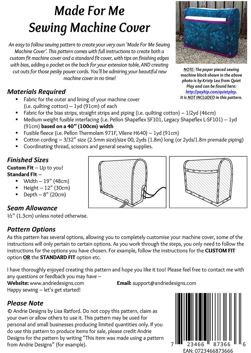 How to Sew a Sewing Machine Cover - Pattern and Assembly 