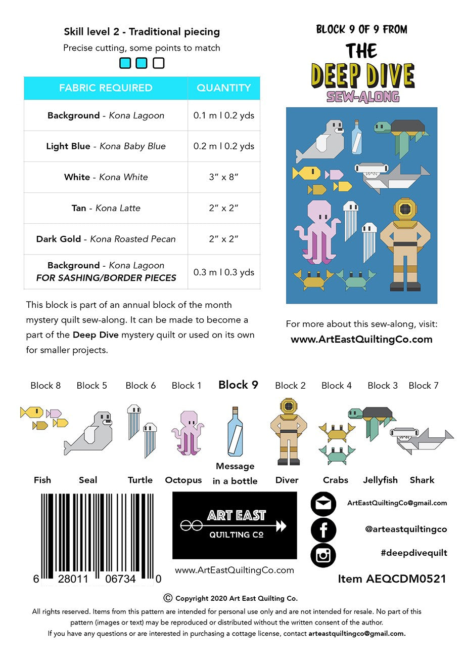 Deep Dive Quilt - Message in a Bottle Block