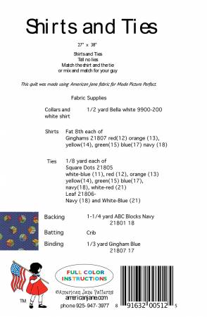 Back of the Shirts and Ties Quilt Pattern by American Jane Patterns