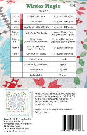 Back of the Winter Magic Christmas Quilt Pattern