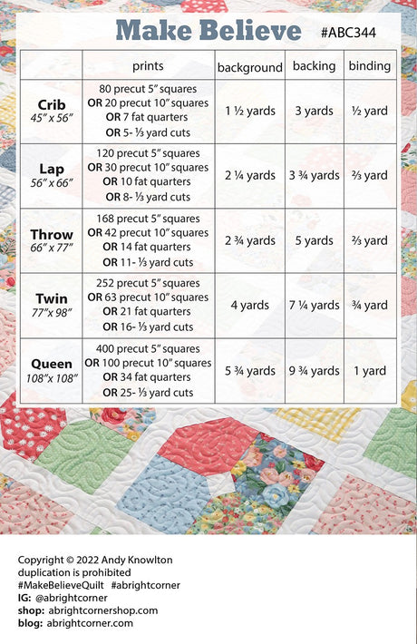Back of the Make Believe Quilt Pattern by A Bright Corner