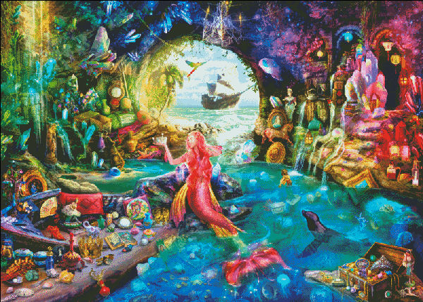 A Mermaids Treasure Cross Stitch by Aimee Stewart