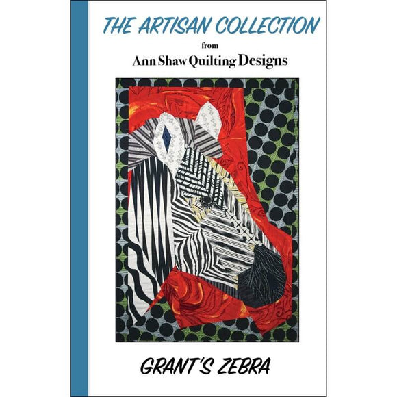 Grant's Zebra quilt pattern shwoing zebra on red and polka dot background